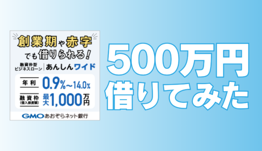 【体験談】GMOあおぞらネット銀行の融資枠型ビジネスローン「あんしんワイド」で500万円を借りてみた